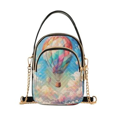 Imagem de Joisal Bolsa tiracolo feminina fofa pinguim com olhos grandes, bolsa pequena bolsa de ombro moderna, Balão de ar quente, 15*21*8cm