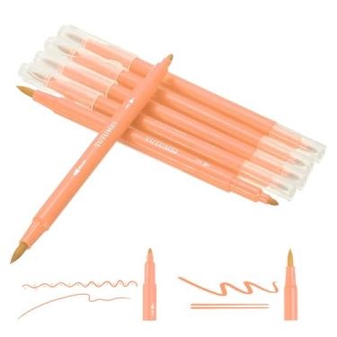 Imagem de PATIKIL Marcadores de pincel duplo, laranja amarelo fino e ponta de pincel, conjunto de marcadores coloridos para adultos, livros de colorir, letras, diário, caligrafia, desenho, rabiscos, 6 peças