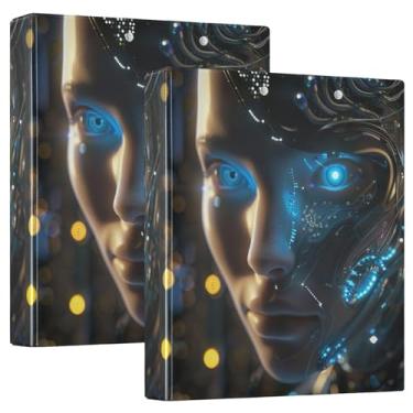 Imagem de Fichário decorativo com 3 anéis de rosto de robô brilhante com prancheta, material escolar, prancheta de enfermeira com armazenamento