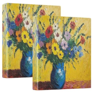 Imagem de Fichário amarelo de flores silvestres com prancheta, pacote com 2, material escolar