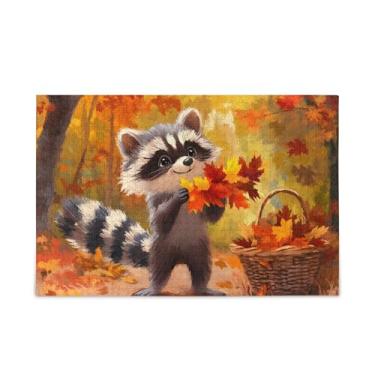 Imagem de Quebra-cabeça de 500 peças de guaxinim fofo outono floresta, quebra-cabeça composto de papel e madeira para homens com bolsa de armazenamento