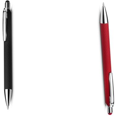 Imagem de Caneta Esferográfica Executiva em Alumínio Reciclável, Escrita Azul, Ponta Touch, Corpo Cilíndrico, Acabamento Fosco, Refil Parker, 14cm (Preto e VERMELHO)