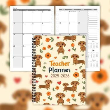 Imagem de Cadernos de planejamento de professores A5 2025-2026 espiral com padrão exclusivo, 14,7 x 20,8 cm, agenda mensal de livros de planejamento semanal e mensal para escolas, trabalho e material de estudo