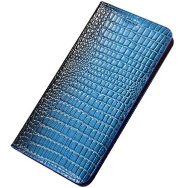 Imagem de FWYANZH Capa carteira para Google Pixel 10 Pro XL/10 PRO/10, couro genuíno textura lagarto luxo flip proteção total capa elegante, azul, 10