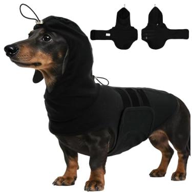 Imagem de MORVIGIVE Colete calmante para cães com peito e capuz ajustáveis - M | Colete leve sem mangas, envolve o corpo alivia a ansiedade, novos lugares ansiosos, medo de fogos de artifício (Preto)