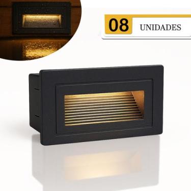 Imagem de 8 Balizador Escada Externa Led Embutir Retangular Lup52 - Acende a Luz