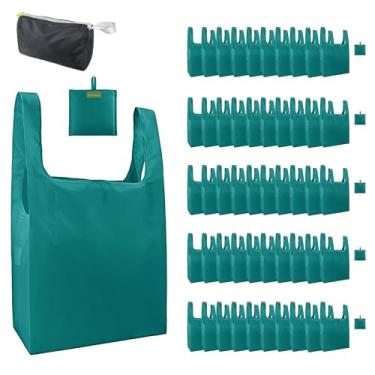 Imagem de BeeGreen Sacos de mercearia reutilizáveis Marrs atacado verde reutilizável sacos de cozinha a granel dobrável - lavável na máquina com zíper bolsa de armazenamento 50 pacotes