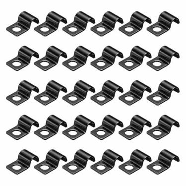 Imagem de HARFINGTON Alça de tubo de 1/4 polegada, clipe de conduíte de aço carbono 30 peças braçadeira de alça de furo único para fixação de cabo de tubo de tubo (6 mm, preto)