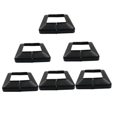 Imagem de Piutouyar Placa de cobertura de base preta para trilhos de 100 mm/10 cm, flange de plástico base de sapato capa de saia para cerca, corrimão de escada, corrimão, flange de piso (design dividido)