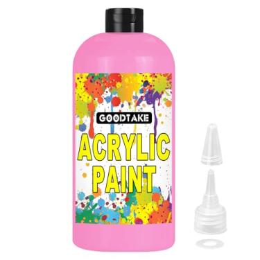Imagem de GOODTAKE Tinta acrílica rosa, frasco grande de 500 ml (481.9 g) - Pintura artística vibrante para tela, madeira, tecido e artesanato DIY - Secagem rápida, não tóxica e resistente à água para