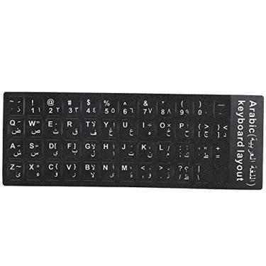 Imagem de Naroote Adesivo de Teclado árabe Preto de Longa Duração à Prova D'água para Notebook, Fácil de Aplicar Adesivo de Teclado para Todos Os Teclados de Laptop de 10 a 17 Polegadas