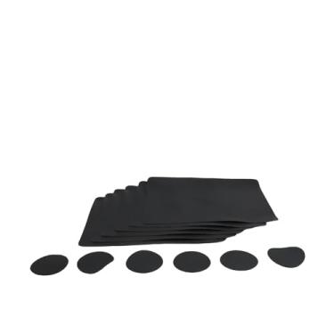 Imagem de Yosoo Conjunto de Jogos Americanos Retangulares, Isolamento Térmico de Couro de PVC, Fácil de Limpar, Não Absorvente 6 Unidades de Porta-copos Redondos para Configuração (Cor Café Preto)