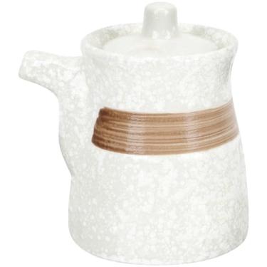 Imagem de Kichvoe Garrafa de molho de soja de cerâmica com tampa – Dispensador de vinagre de óleo japonês – Frasco pequeno de condimentos para cozinha e restaurante