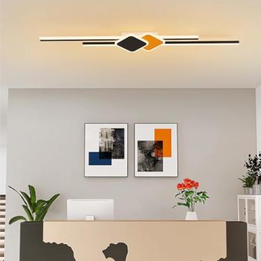 Imagem de Luminária de teto linear LED moderna e inteligente (luminária de teto LED regulável com controle remoto) Luminária de parede longa ultrafina para sala de estar, quarto e corredor, 6500k (pre