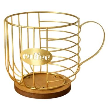 Imagem de IEUDNS Porta-cápsulas de café, recipiente para cápsulas de café, cesto de armazenamento para cozinha e cafeteria, Ouro
