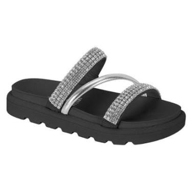 Imagem de Papete Vizzano Flatform Feminina Preta com Strass-Feminino