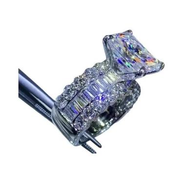 Imagem de Anel De Zircônia Quadrada Princesa Para Mulheres, Aliança De Luxo, Joi