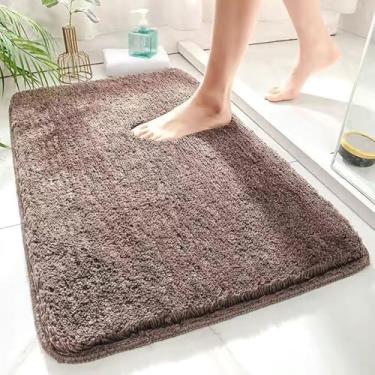 Imagem de Tapetes de banheiro, tapete de banho, tapetes de banho antiderrapantes, secagem rápida, lavável à máquina, pelo baixo, absorvente, chuveiro externo, pia, acessórios de decoração de casa (tamanho