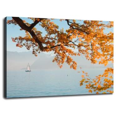 Imagem de Pôster de outono 26 impressões em tela dourada arte de parede de outono para casa 1 painéis decorações com moldura 25,4 x 20,3 cm