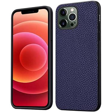 Imagem de CYSUE Capa de telefone com padrão de crocodilo, capa traseira de couro à prova de choque para Apple iPhone 14 Pro Max 2022 [proteção de tela e câmera] (cor: azul)