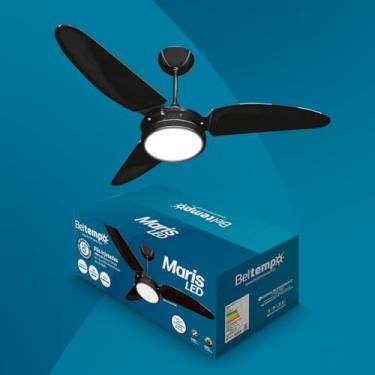 Imagem de Ventilador de Teto à Prova de Maresia Umidade Pás Policarbonato LED Branco 6500K Beltempo Maris 127V (Preto/Preto)