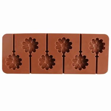 Imagem de Molde de silicone para bolo de doces 6 moldes de pirulito em forma de flor molde de chocolate para presente pirulito