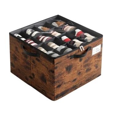 Imagem de Varhomax Caixa organizadora de sapatos para armário, caixa de armazenamento de sapatos de tecido com divisórias ajustáveis e capa transparente, comporta 16 a 32 pares de tênis e sandálias para entrada