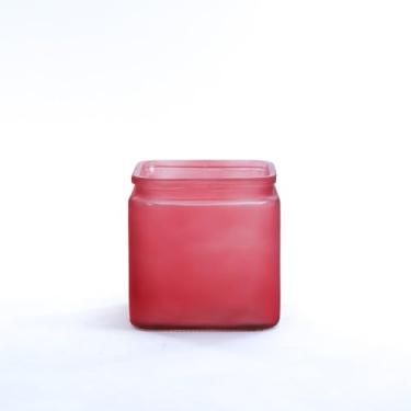 Imagem de WGVI Vasos de vidro cubo clássico vermelho fosco de 12,7 cm para buquês de flores, buquês de centro de mesa ou arranjos florais grandes, decoração de casa, evento de casamento, 1 peça