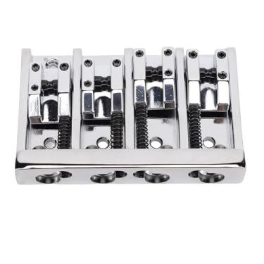 Imagem de Cryfokt Ponte de Baixo de 4 Cordas Conjunto Ajustável de Ferro de Liga de Zinco Durável para Baixo Elétrico de Jazz, Peça de Reposição para, Design Elegante para Entusiastas de Música (Prata)