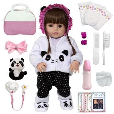 Imagem de Bebê Reborn Panda Linda Olho Castanho Barata Com Kit Chupeta - Cegonha
