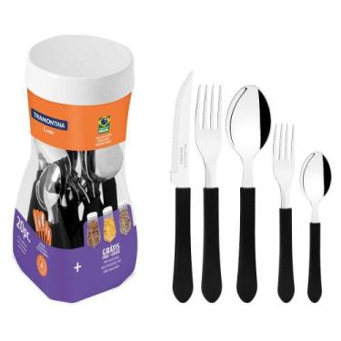 Imagem de Faqueiro Tramontina Leme  23198/038 20 Peças, Preto, 20