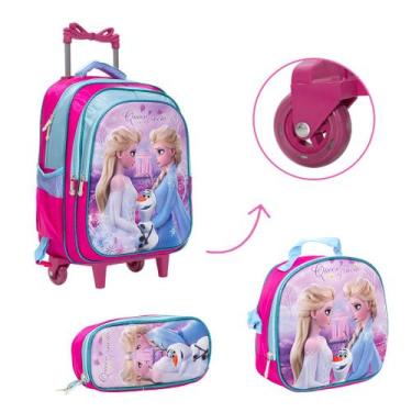 Imagem de Kit Bolsa Escolar Feminina Frozen Rodinhas Passeio Creche - TOYS 2U