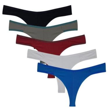 Imagem de Kit calcinha fio duplo feminina, microfibra sem costura, 5 unidades so