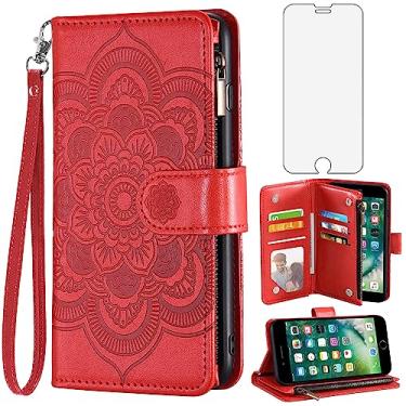 Imagem de Asuwish Capa de telefone para iPhone 7/8/SE 2020/2022 capa carteira com protetor de tela de vidro temperado e suporte de cartão flip celular iPhone7 iPhone8 7s 8s i SE2020 SE2022 2/2nd/3/3ª geração