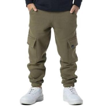 Imagem de Calça Vrasalon Infantil Moletom Jogger Cargo Punho Elástico Masculina-Masculino
