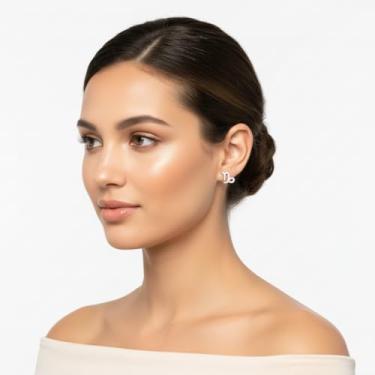 Imagem de 12 brincos de constelação para mulheres, brincos de argola de prata com símbolo de constelação para mulheres, Medium, Metal, Zircônia cúbica