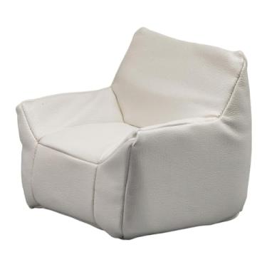 Imagem de oshhni Miniatura de sofá individual, mini sofá de brinquedo infantil, mini poltrona de leitura com encosto para decoração de casas de bonecas na escala 1:12, Branco