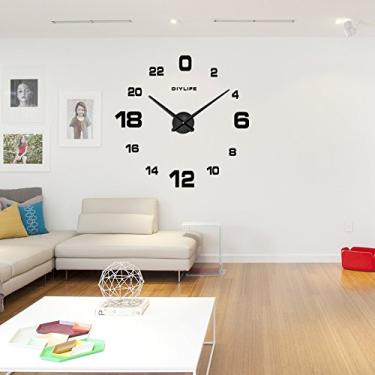 Imagem de Relógio de Parede DIY 3D Moderno com Efeito Espelho Vidro Acrílico para Decoração Sala Estar Residencial