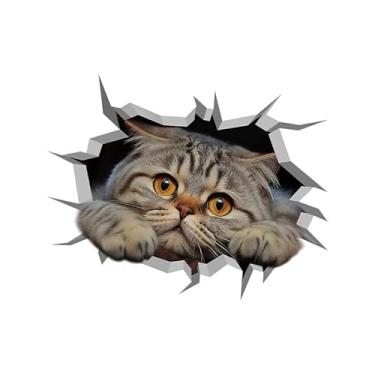 Imagem de Adesivo de tampa de vaso sanitário e tanque de gato animal gatinho quebrando paredes capa de assento de vaso sanitário decalques decoração cisterna adesivos descascar e colar banheiro decoração mural