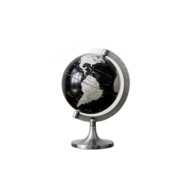 Imagem de Globo Mapa Decorativo Base Giratória Design Moderno Detalhado Plástico Metal Escritório decoração sala(Preto com Prata)