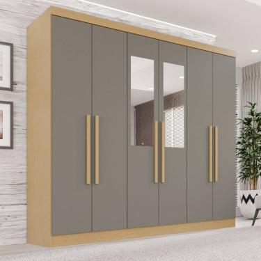 Imagem de Guarda-roupa Casal com Espelho 6 Portas 2 Gavetas França Espresso Móveis Jequitibá/Granizo