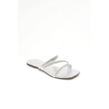 Imagem de Sandália Feminina Rasteirinha Femmy 060 Strass Top Brilha-Feminino