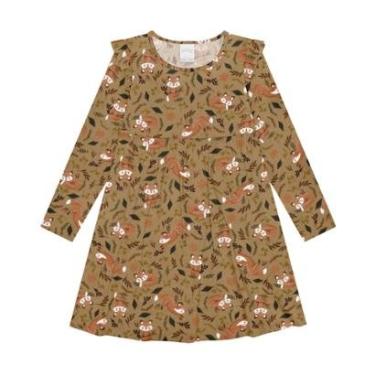 Imagem de Vestido Infantil Manga Longa Raposinha Bege Alakazoo-Feminino