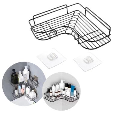 Imagem de Prateleira Suporte Adesivo Banheiro Cozinha Shampoo Temperos de Canto Aramado Parede