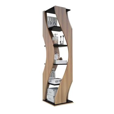 Imagem de Estante de armazenamento giratório estante 360 graus estante de livros criativa, moderna, simples, leve, luxuosa, escritório, sala de estar, armário de canto nórdico, prateleira de livros