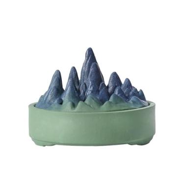 Imagem de Queimador de incenso decorativo de cerâmica com tampa suporte de incenso interno/externo para meditação, ioga, spa, decoração de quarto, apanhador de cinzas (verde)