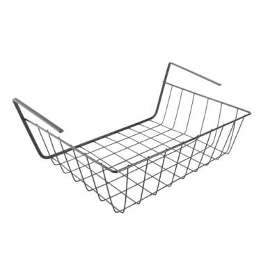 Imagem de Aoresac Organizador de Cesta de Armazenamento Pendurado Sob a Prateleira, Rack de Armário de Cozinha de Fio de Metal Resistente, Fácil de Limpar, Sem Necessidade de Instalação, Estante (L Preto)