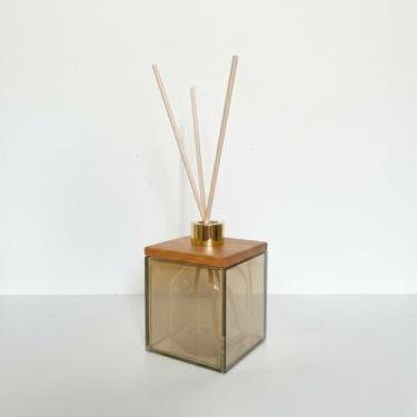 Imagem de Difusor Aromatizador de Ambiente 200ml Vidro e Madeira Com Varetas(Seiva Champanhe Ouro)