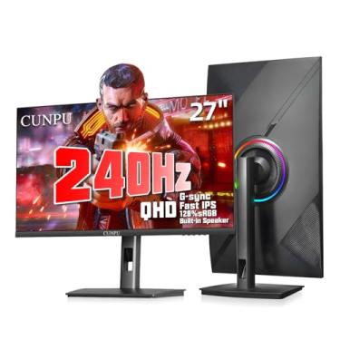 Imagem de CUNPU Monitor De Jogos Qhd 27 Polegadas 2560 X 1440 240 Hz, Ips Rápido, Suporte Ps5/Xbox, 1 Ms, Dci-P3 100%, Hdr, Freesync E G-Sync, Monitor Vertical De Altura/Pivô/Inclinação/Giratório, Alto-Falant