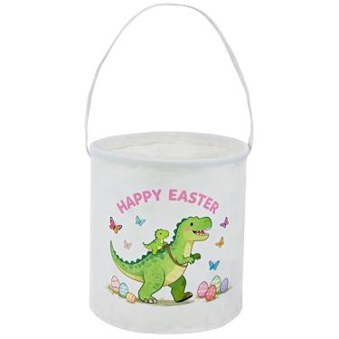 Imagem de TIBAOLOVER Balde de páscoa de dinossauro, cesta de Páscoa para crianças, cesta de armazenamento de bebê, organizador de brinquedos, cesta de livros, decoração de quarto de Páscoa (dinossauros)